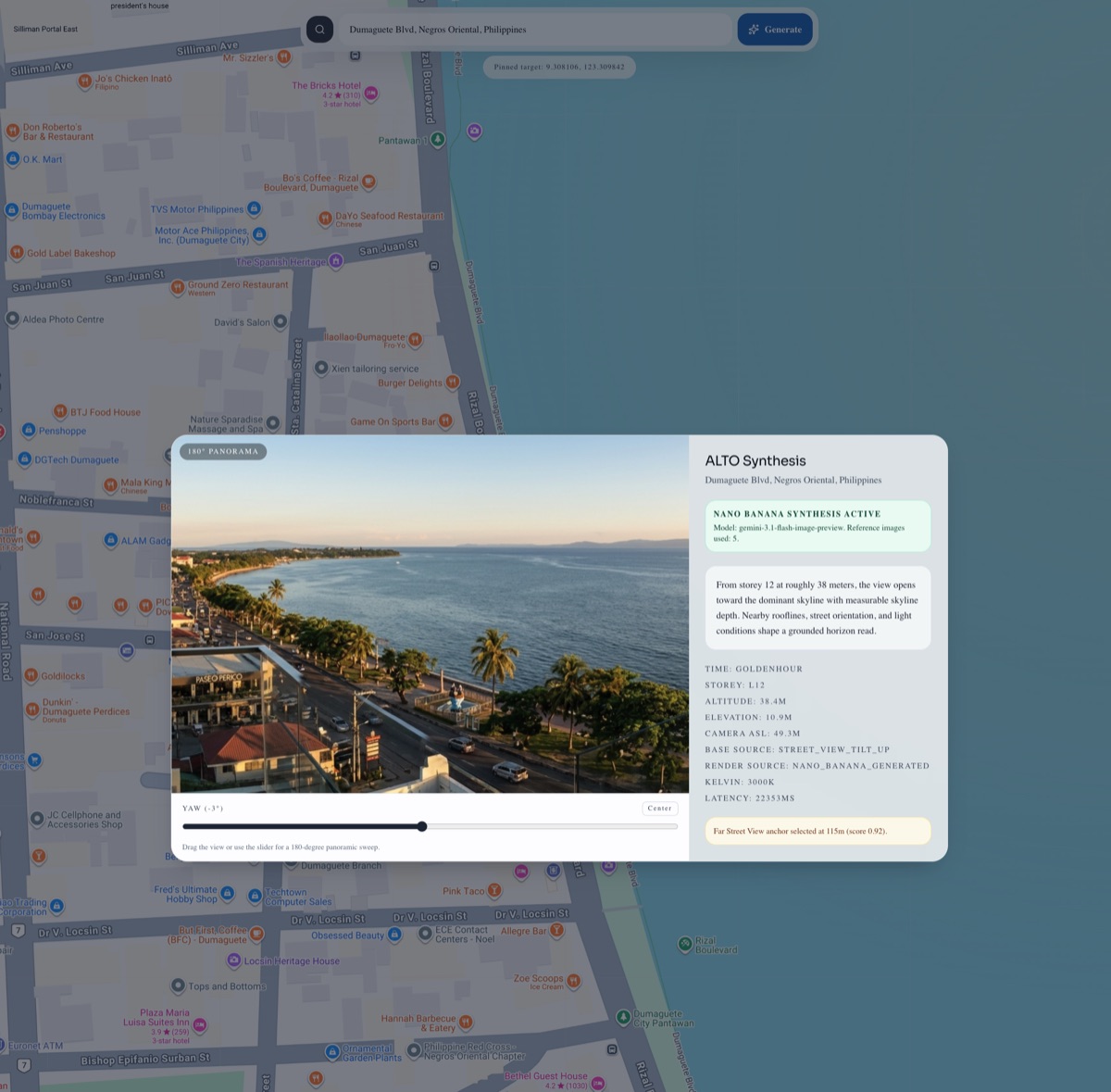 ALTO generated skyline view of Dumaguete, Negros Oriental